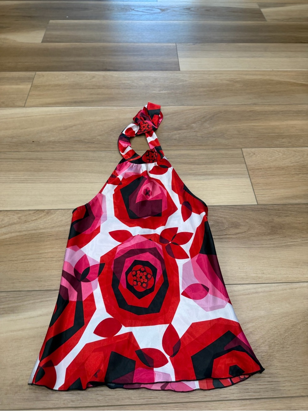Y2K Red & Pink Floral Halter Top